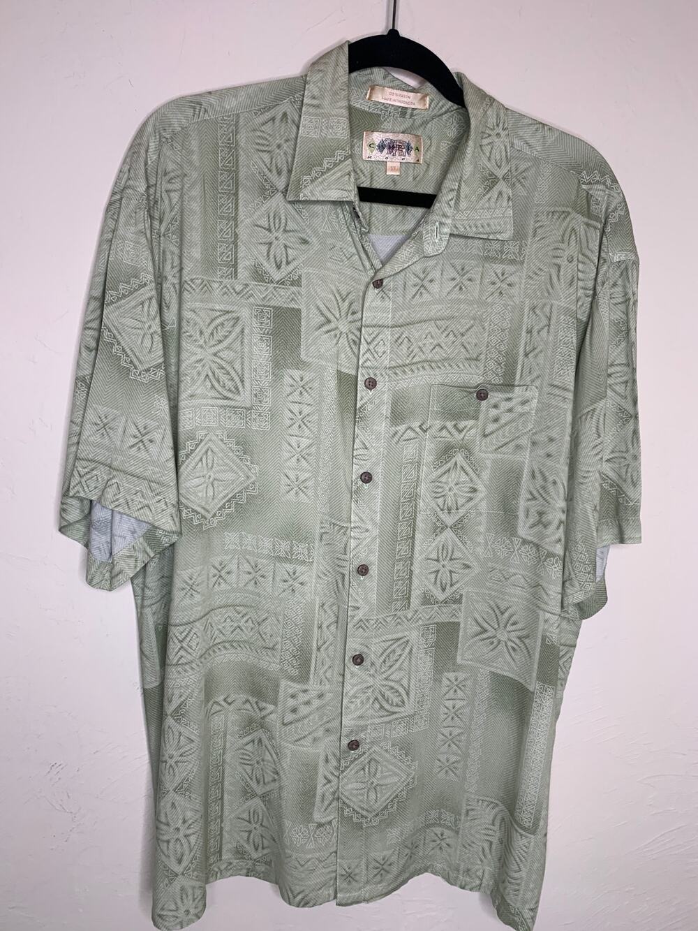 Vintage Green Hawaiian Shirt Sz XL Rayon
